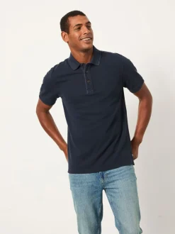 Marineblauw - FatFace - Piqué polo met korte mouwen