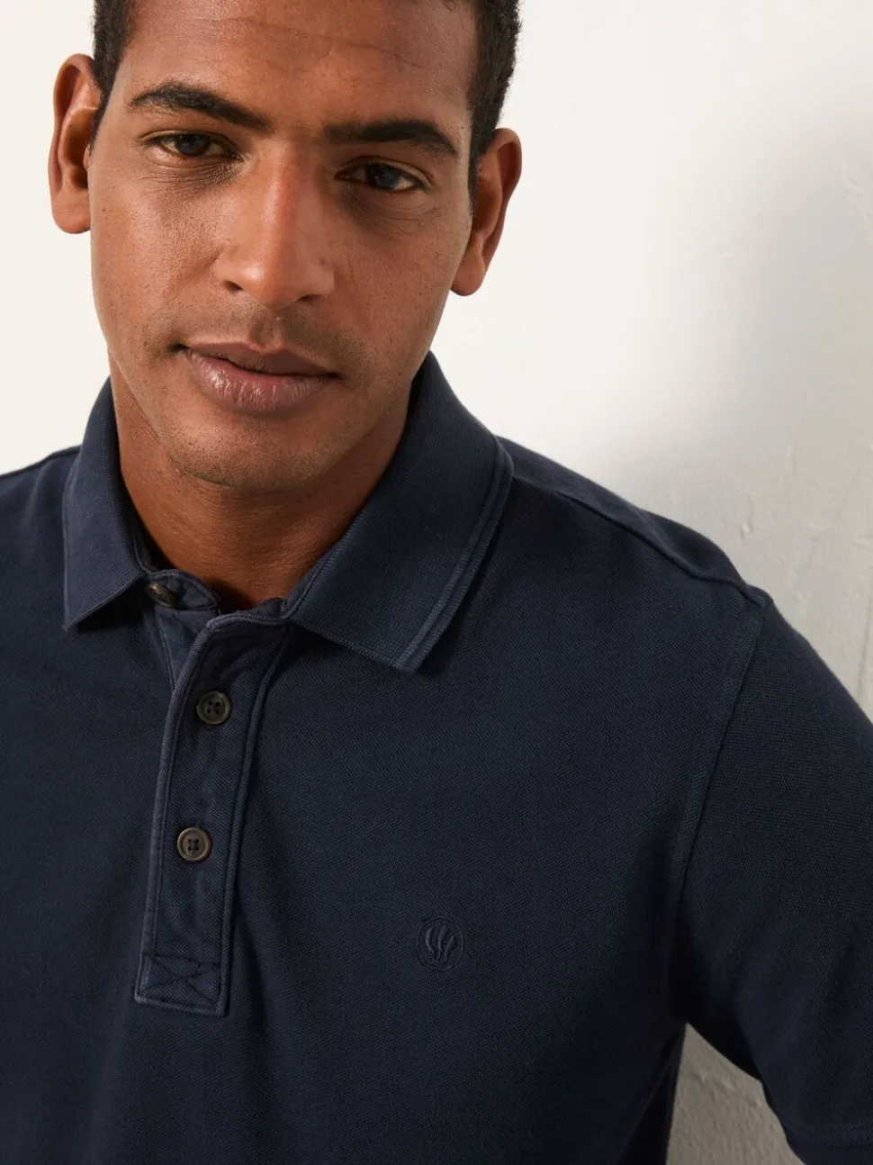 Marineblauw - FatFace - Piqué polo met korte mouwen