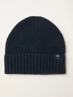Marineblauw - FatFace beanie met wafelpatroon