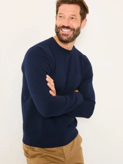 Marineblauw - FatFace Crew Neck Knitted Jumper
