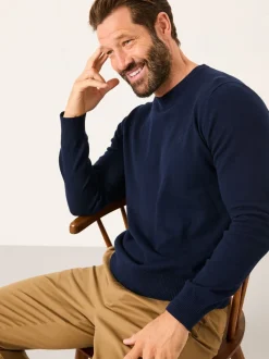 Marineblauw - FatFace Crew Neck Knitted Jumper
