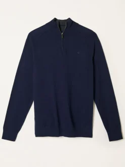 Marineblauw - FatFace Half Zip Neck Knitted Jumper