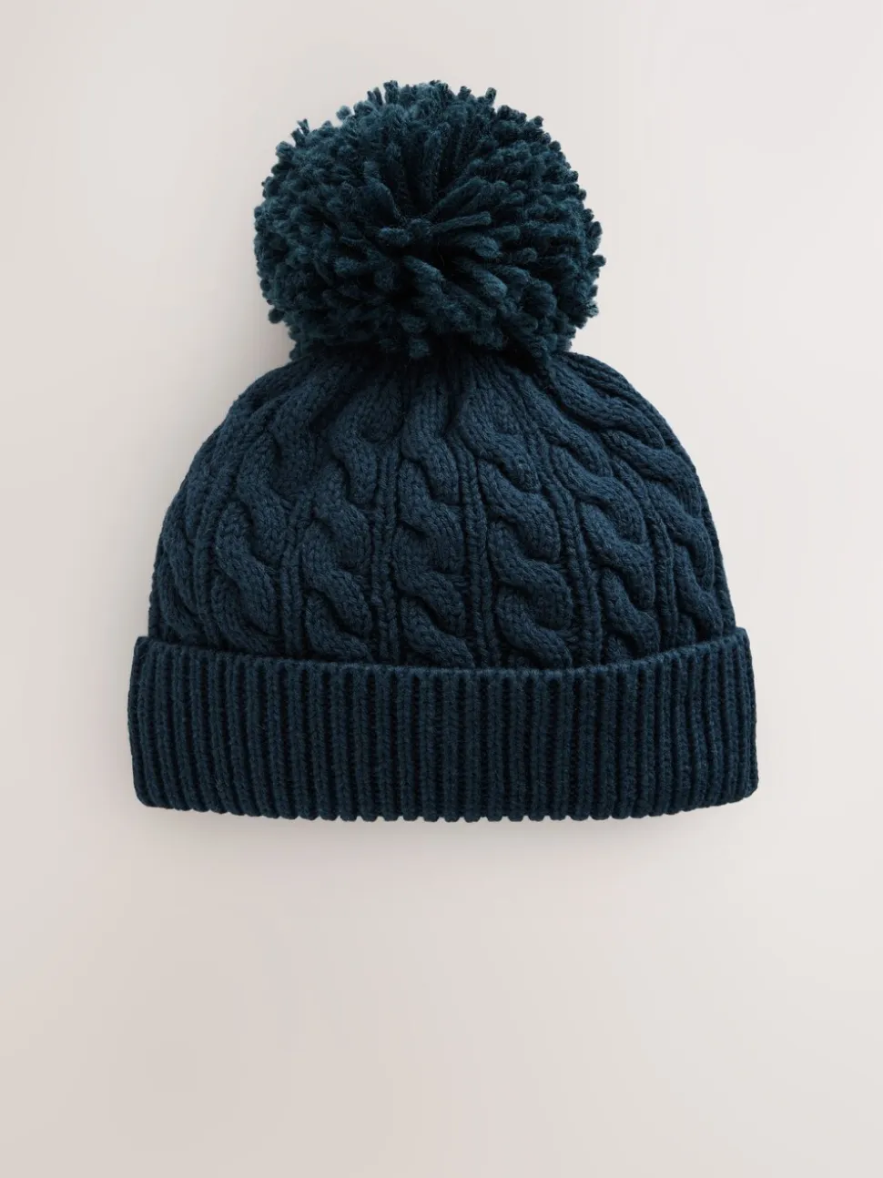 Marineblauw - Gebreide Baby muts met pompon (0mnd -2jr)