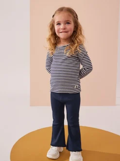 Marineblauw - Geribbelde flare legging (3 mnd-7 jr)