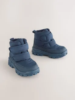 Marineblauw - Gewatteerde laarzen met klittenbandsluiting