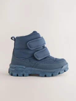 Marineblauw - Gewatteerde laarzen met klittenbandsluiting