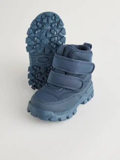 Marineblauw - Gewatteerde laarzen met klittenbandsluiting