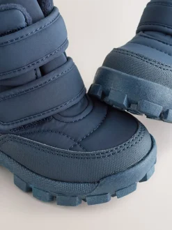 Marineblauw - Gewatteerde laarzen met klittenbandsluiting
