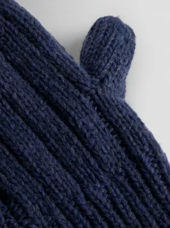 Marineblauw - JoJo Maman Bébé Knitted Mittens