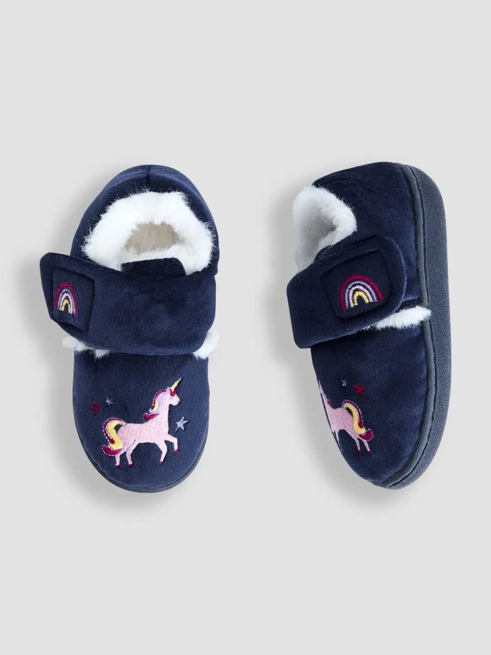 Marineblauw - JoJo Maman Bébé - Pantoffelschoenen met eenhoorn