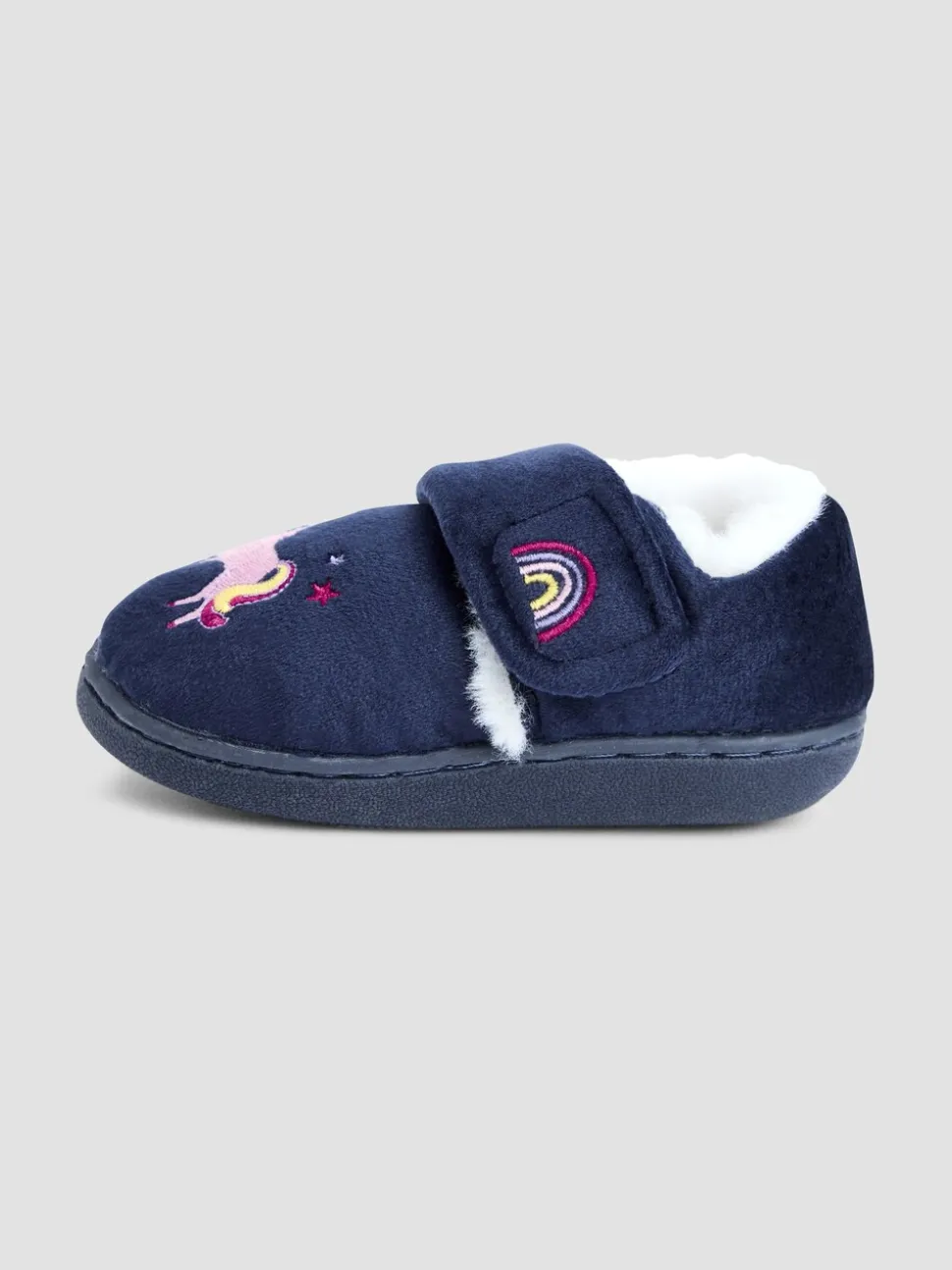 Marineblauw - JoJo Maman Bébé - Pantoffelschoenen met eenhoorn