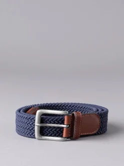 Marineblauw - Lakeland leren Greythwaite gevochten riem