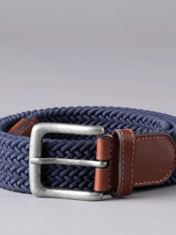Marineblauw - Lakeland leren Greythwaite gevochten riem