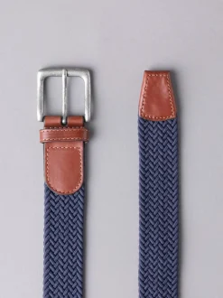 Marineblauw - Lakeland leren Greythwaite gevochten riem
