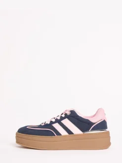 Marineblauw - Lipsy Faux suède sportschoen met dikke zool
