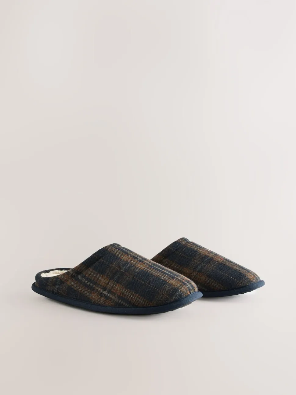 Marineblauw - Pantoffelmuiltjes met ruitjes