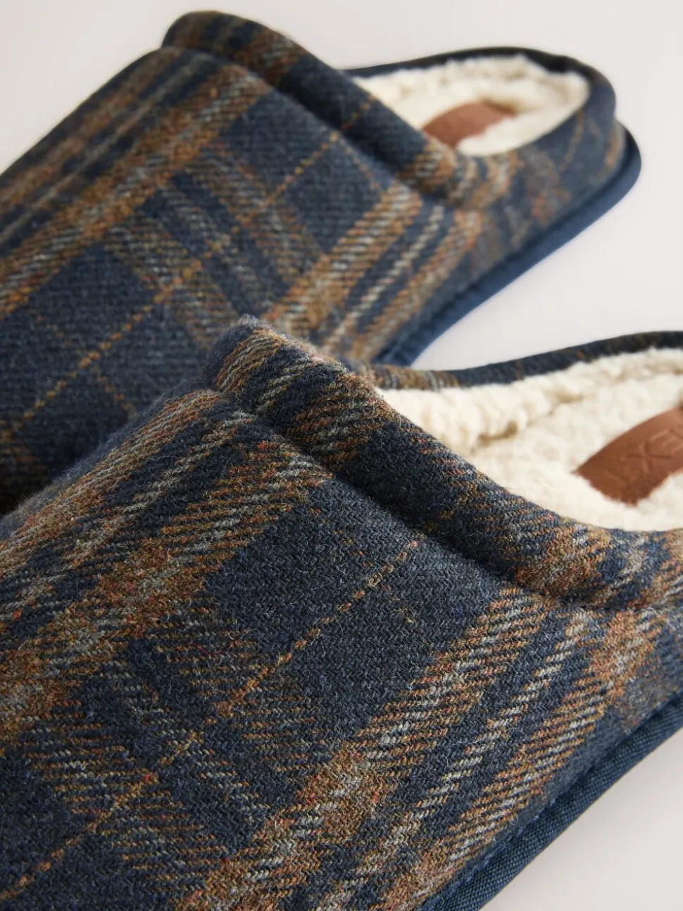 Marineblauw - Pantoffelmuiltjes met ruitjes