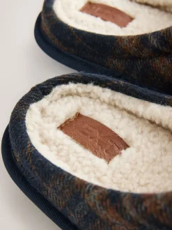 Marineblauw - Pantoffelmuiltjes met ruitjes