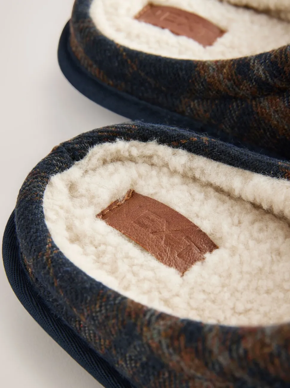 Marineblauw - Pantoffelmuiltjes met ruitjes