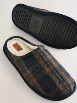 Marineblauw - Pantoffelmuiltjes met ruitjes