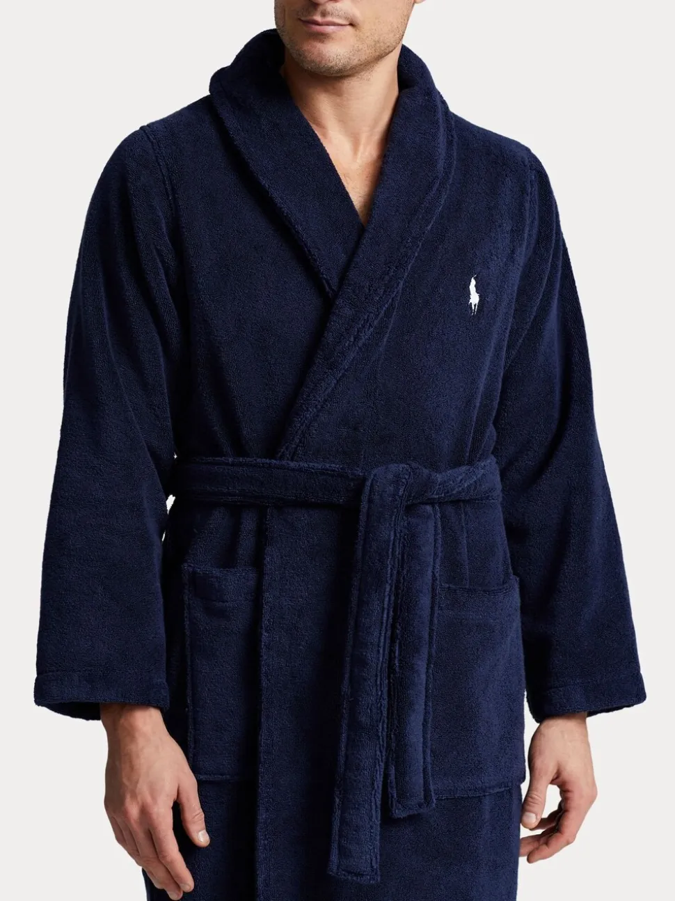 Marineblauw - Polo Ralph Lauren badjas met sjaalkraag