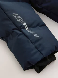 Marineblauw - Regenbestendige gewatteerde jas met microfleece voering (3-17jr)
