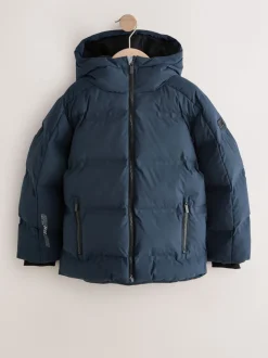 Marineblauw - Regenbestendige gewatteerde jas met microfleece voering (3-17jr)