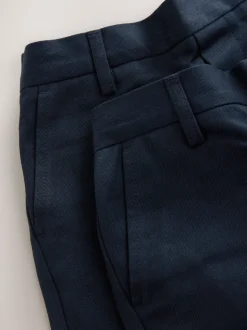 Marineblauw - Reguliere schoolbroeken met elastische taille en rechte pijpen, 2 stuks (3-17jaar)