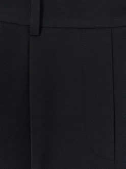 Marineblauw - Reiss Eden wijde broek van keperstof met elastische tailleband