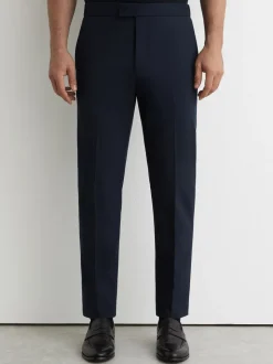 Marineblauw - Reiss Found stretchy slim fit broeken met trekkoord