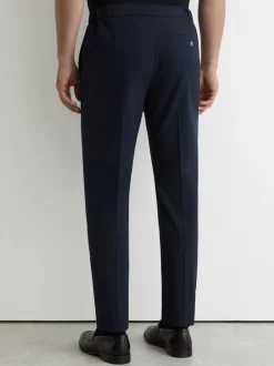 Marineblauw - Reiss Found stretchy slim fit broeken met trekkoord