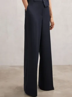 Marineblauw - Reiss Gabi Wide-Leg Suit Trousers