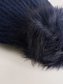 Marineblauw - Rib Knit Pom Hat