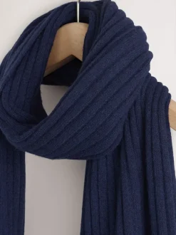 Marineblauw - Ribbed Knit Scarf