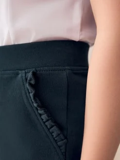 Marineblauw - Schoolbroek met hoog aandeel katoen en stretchy, elastische tailleband (3-16jr)