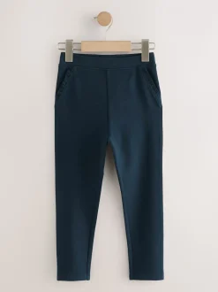 Marineblauw - Schoolbroek met hoog aandeel katoen en stretchy, elastische tailleband (3-16jr)