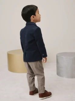 Marineblauw - Set van corduroy blazer, overhemd en broek (3mnd-9jr)