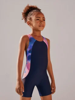 Marineblauw - Short Performance Swimsuit (3-16yrs)