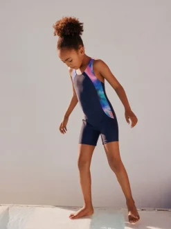 Marineblauw - Short Performance Swimsuit (3-16yrs)