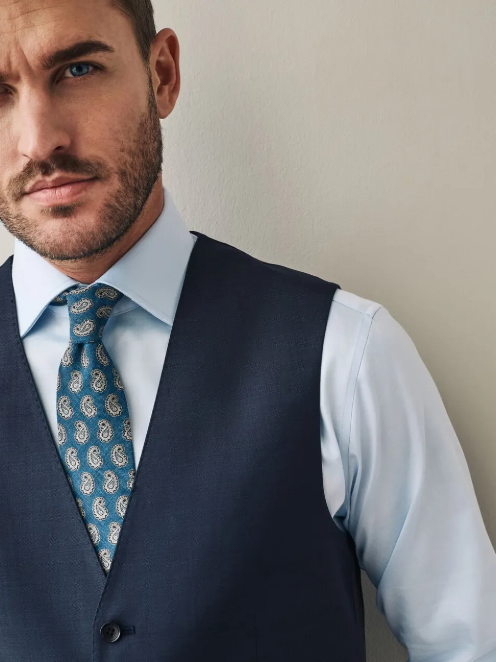 Marineblauw - Signature Cerutti !00% Italian Wool Suit Waistcoat