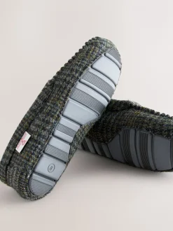 Marineblauw - Signature Harris Tweed Moccasin Slippers