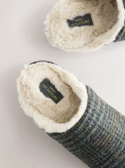 Marineblauw - Signature Harris Tweed Mule Slippers