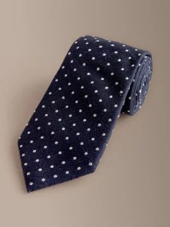 Marineblauw - Signature Silk Polka Dot Tie