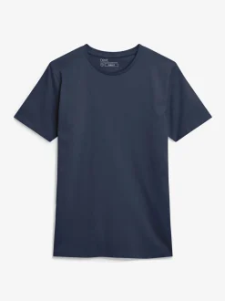 Marineblauw - Slim Fit - Essentieel katoenen T-shirt met ronde hals