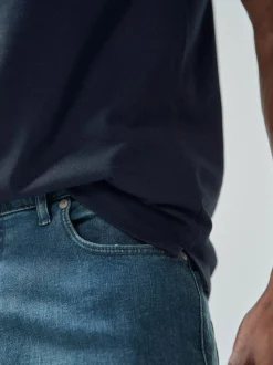 Marineblauw - Slim Fit - Piqué poloshirt met korte mouwen