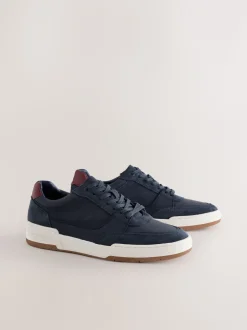 Marineblauw - Smart Casual Trainers with Suede Trim