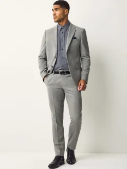 Marineblauw - Smart Cotton Rich Trimmed Textured Shirt
