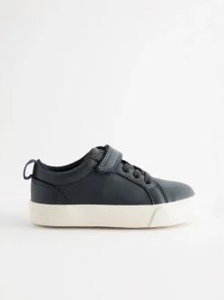 Marineblauw - Sneakers met klittenbandsluiting en elastische veters