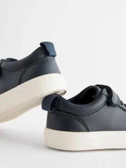 Marineblauw - Sneakers met klittenbandsluiting en elastische veters