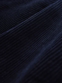 Marineblauw - Standaard toelopende pasvorm - Corduroy Single Pleated Trousers